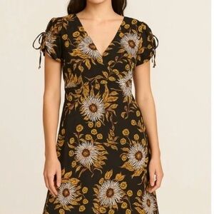 Madewell Black and Gold Floral Mini Dress